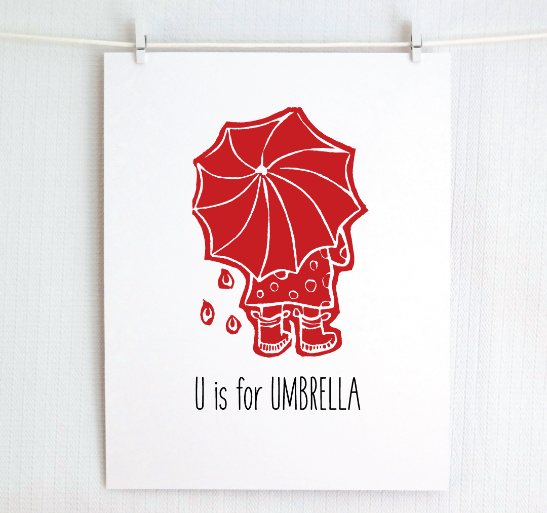 U is for Umbrella: Farm Alphabet Letter Print