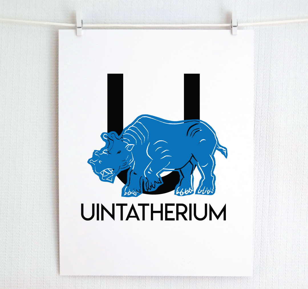 U is for Unitatherium Illustrated Print
