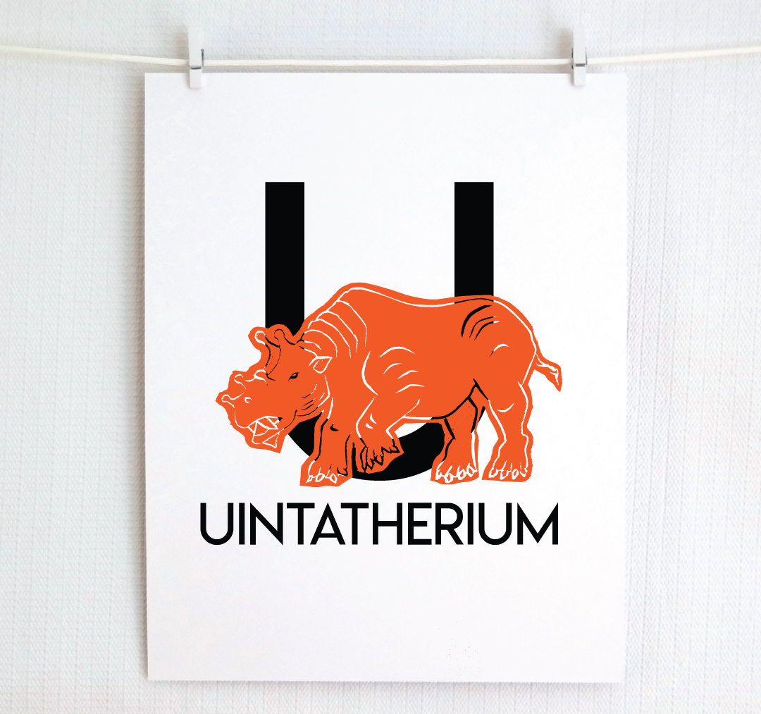 U is for Unitatherium Illustrated Print
