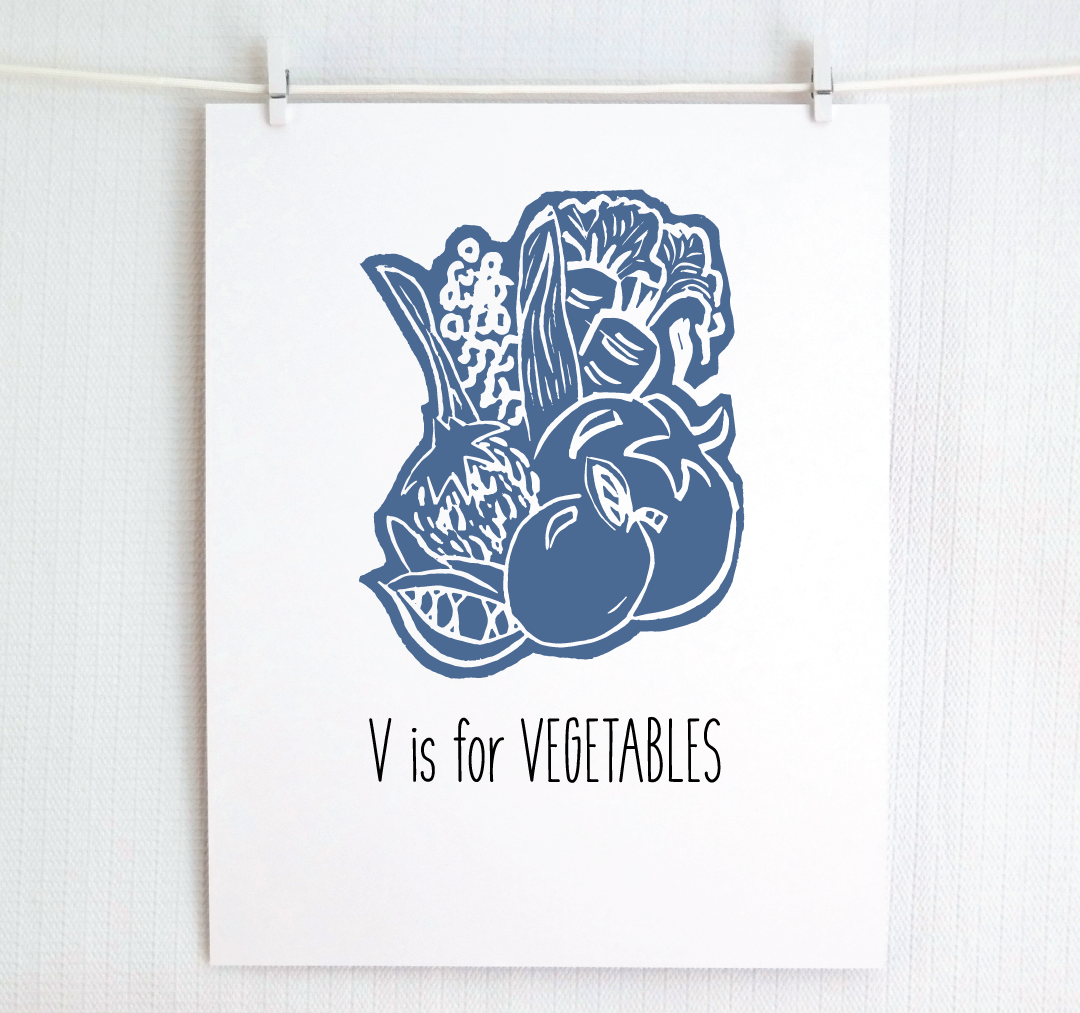 V is for Vegetables: Farm Alphabet Letter Print