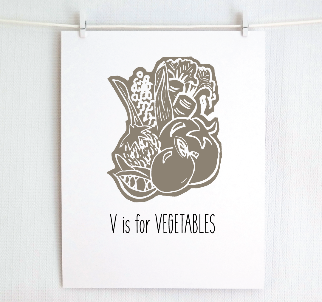 V is for Vegetables: Farm Alphabet Letter Print
