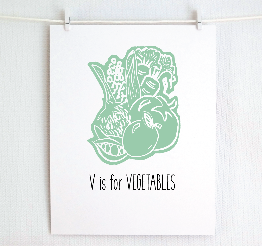 V is for Vegetables: Farm Alphabet Letter Print