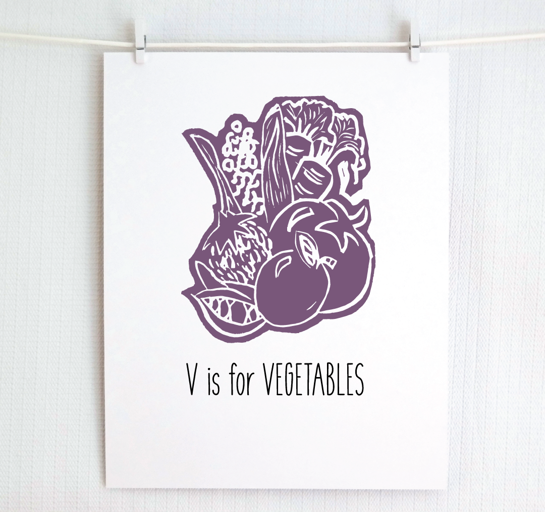 V is for Vegetables: Farm Alphabet Letter Print