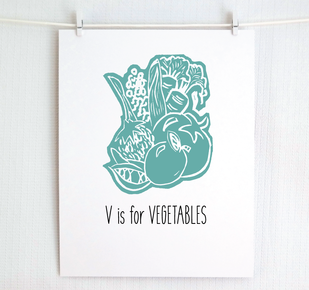 V is for Vegetables: Farm Alphabet Letter Print