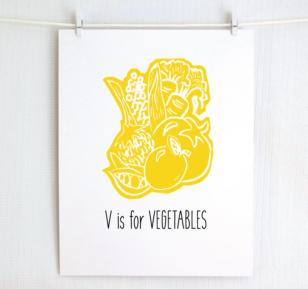 V is for Vegetables: Farm Alphabet Letter Print