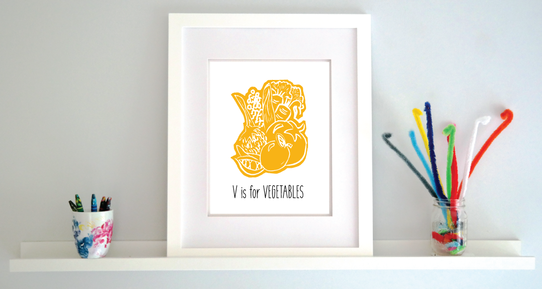 V is for Vegetables: Farm Alphabet Letter Print