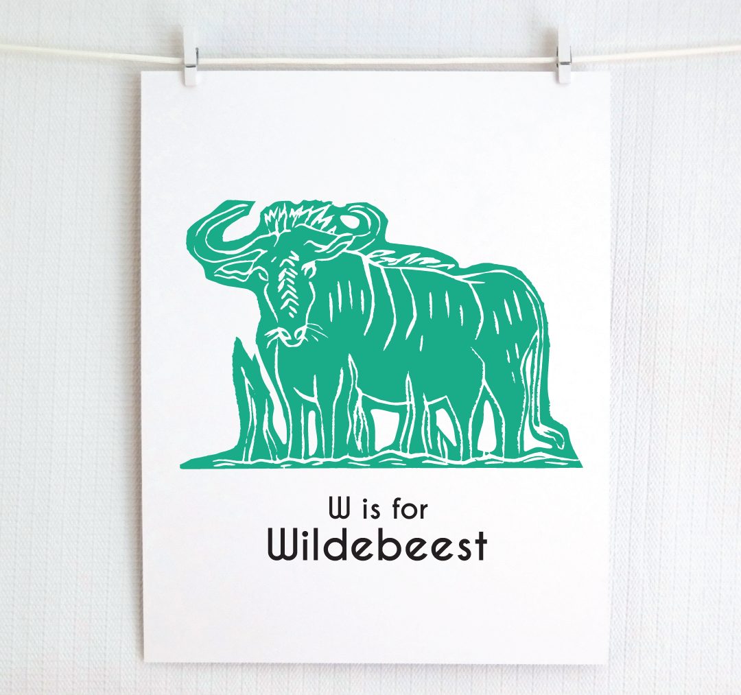 W is for Wildebeest: Captivating Creatures Alphabet Letter Print