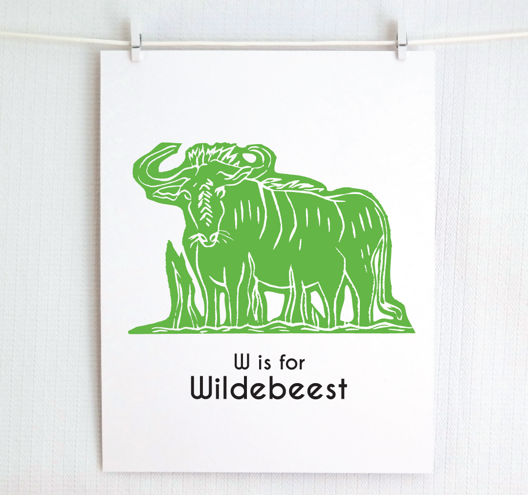 W is for Wildebeest: Captivating Creatures Alphabet Letter Print