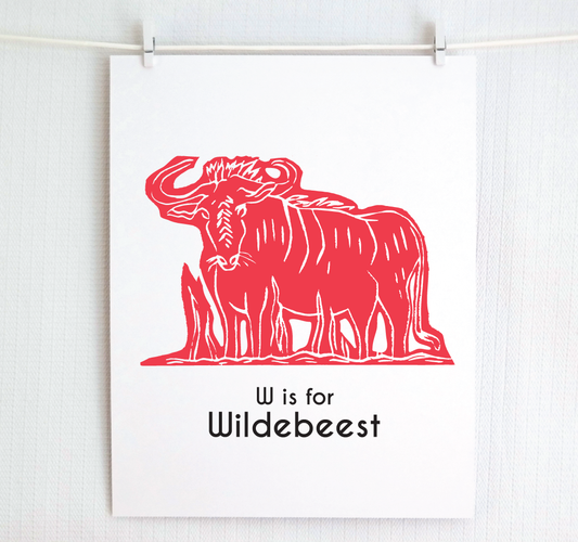 W is for Wildebeest: Captivating Creatures Alphabet Letter Print