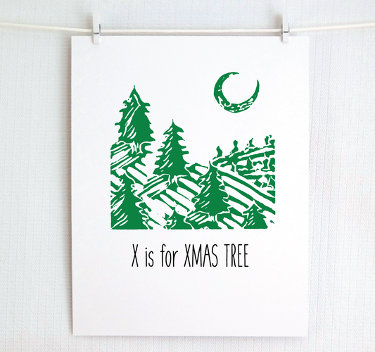 X is for X-Mas Tree: Farm Alphabet Letter Print