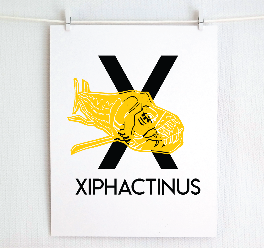 X is for Xiphactinus Illustrated Print