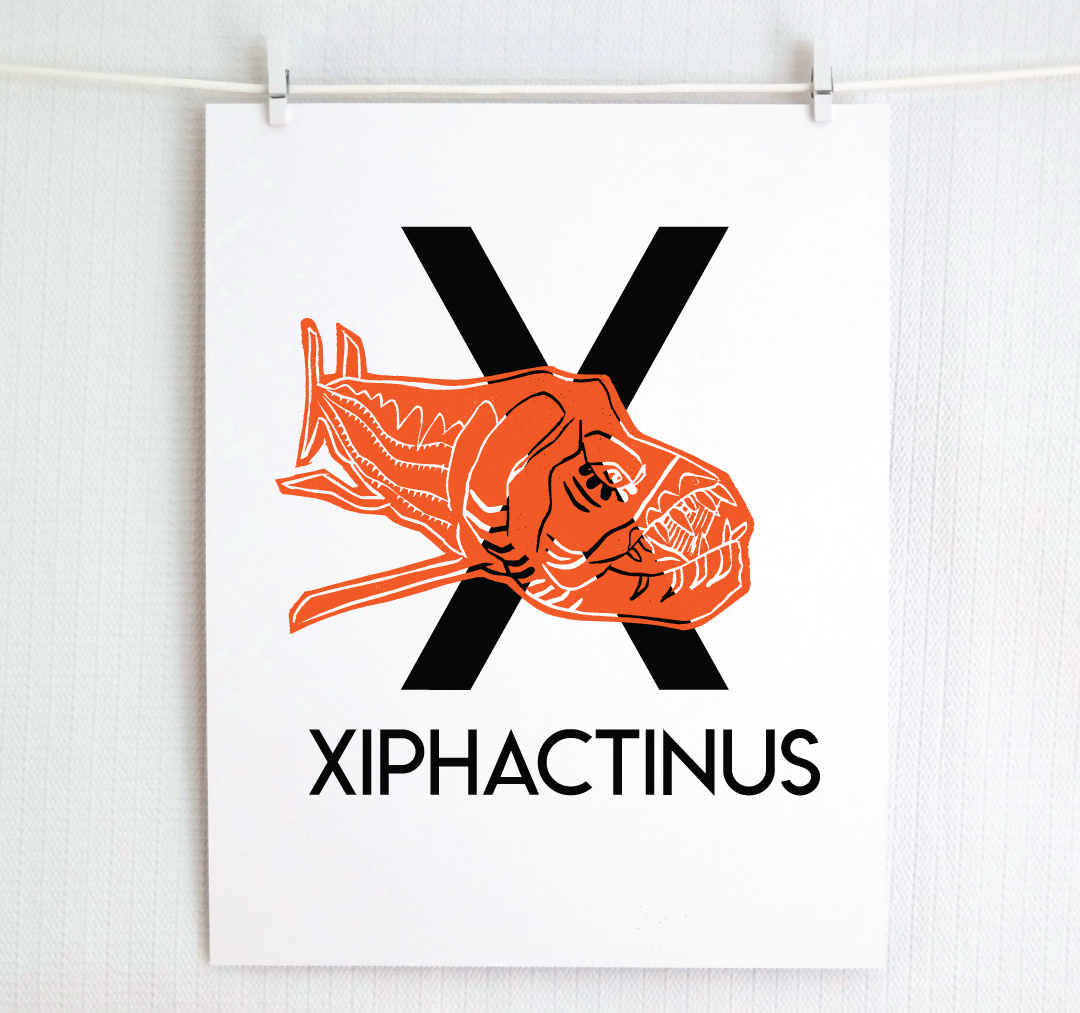 X is for Xiphactinus Illustrated Print