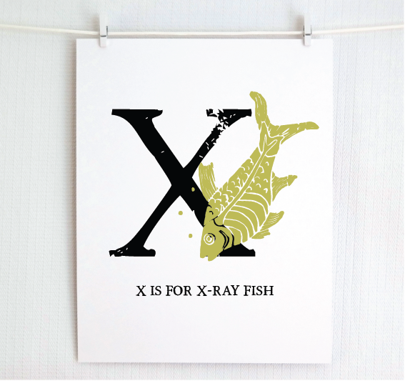X is for X-Ray Fish Illustrated Print