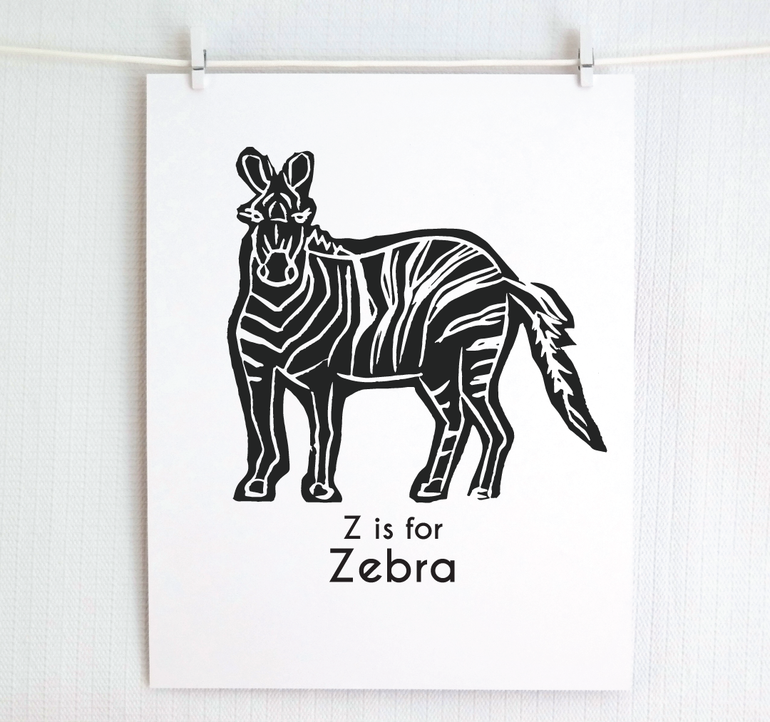 Z is for Zebra: Captivating Creatures Alphabet Letter Print