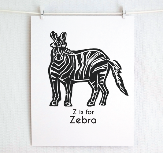 Z is for Zebra: Captivating Creatures Alphabet Letter Print