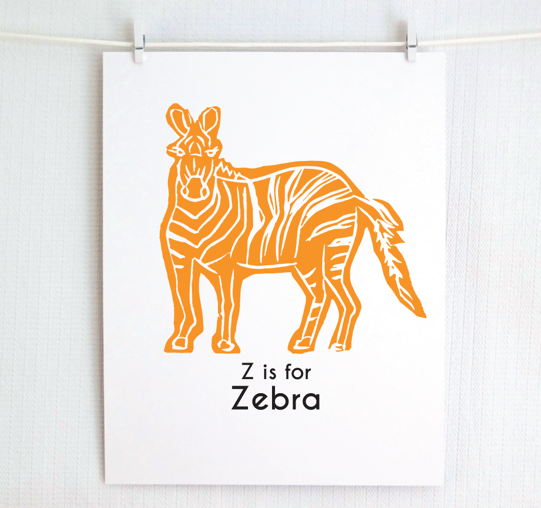 Z is for Zebra: Captivating Creatures Alphabet Letter Print