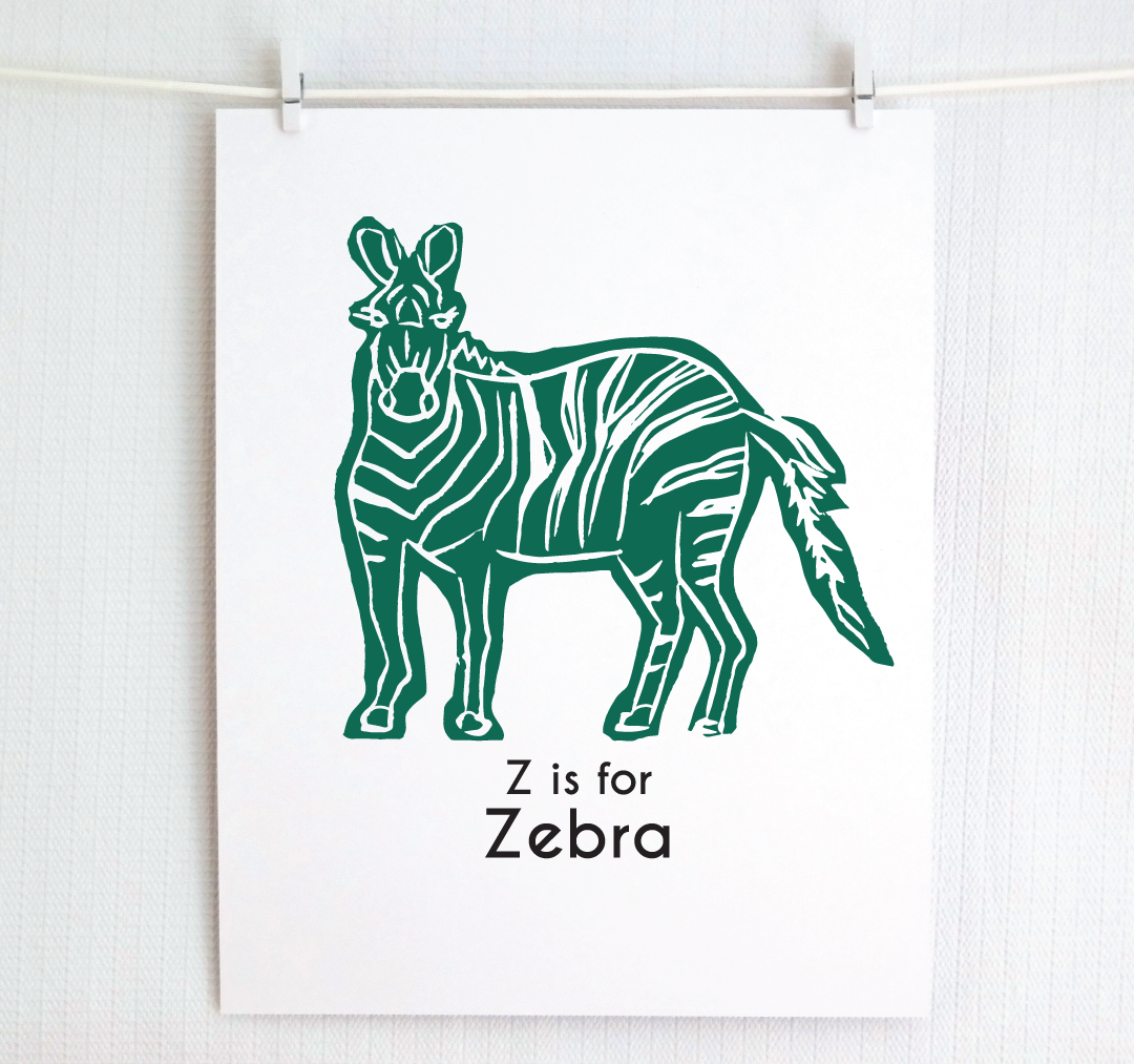 Z is for Zebra: Captivating Creatures Alphabet Letter Print