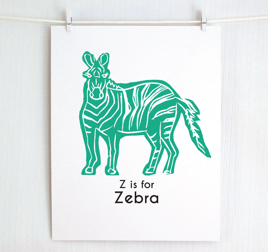Z is for Zebra: Captivating Creatures Alphabet Letter Print
