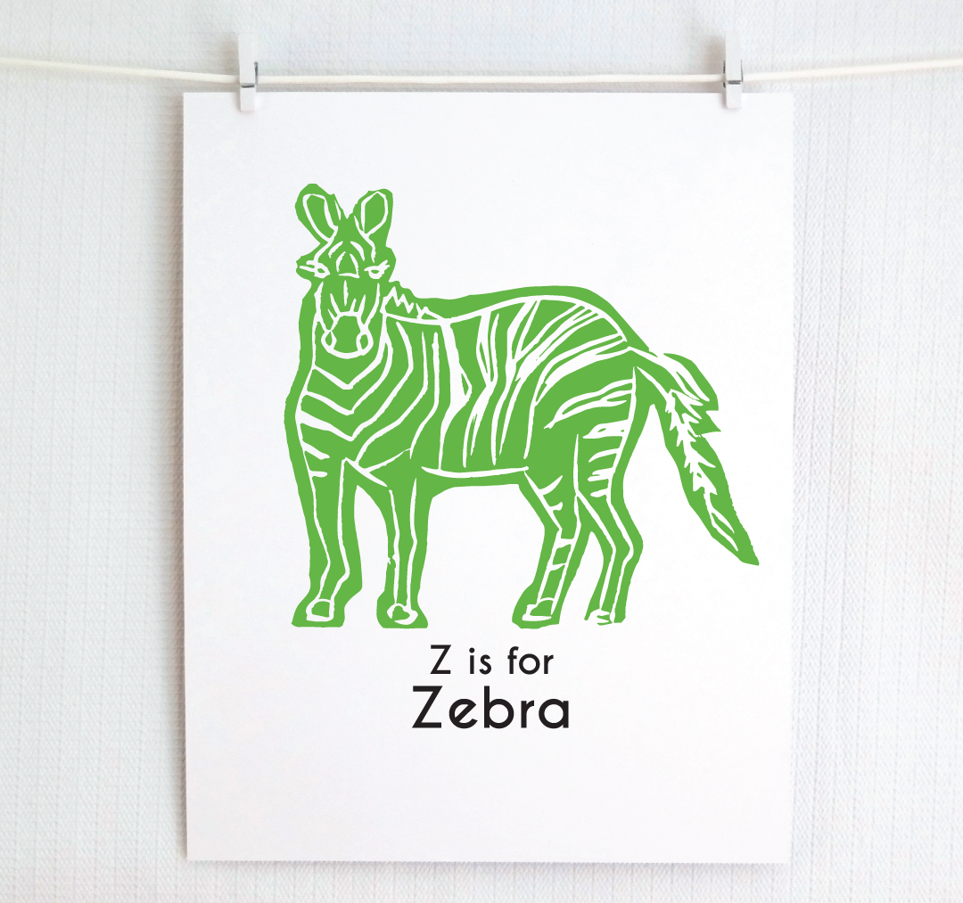 Z is for Zebra: Captivating Creatures Alphabet Letter Print