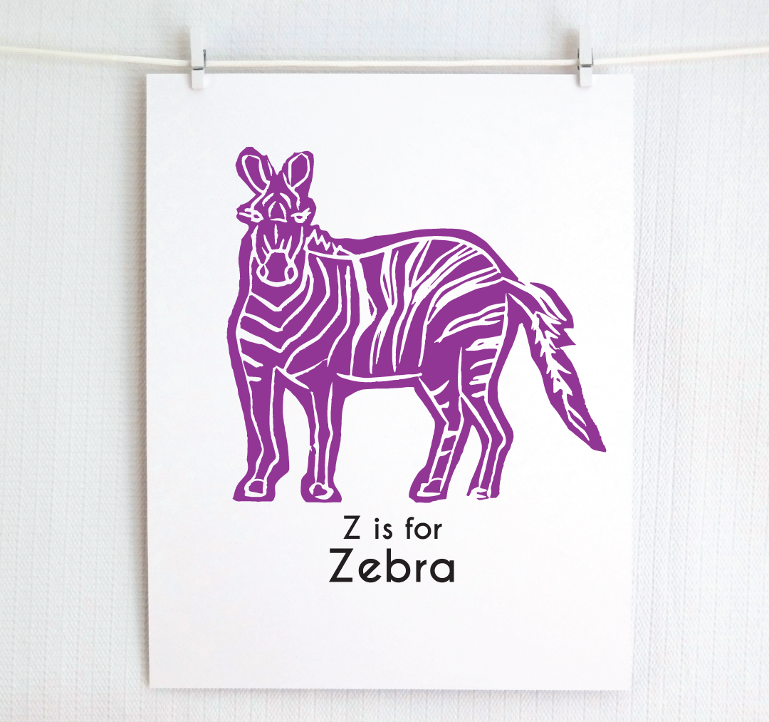 Z is for Zebra: Captivating Creatures Alphabet Letter Print