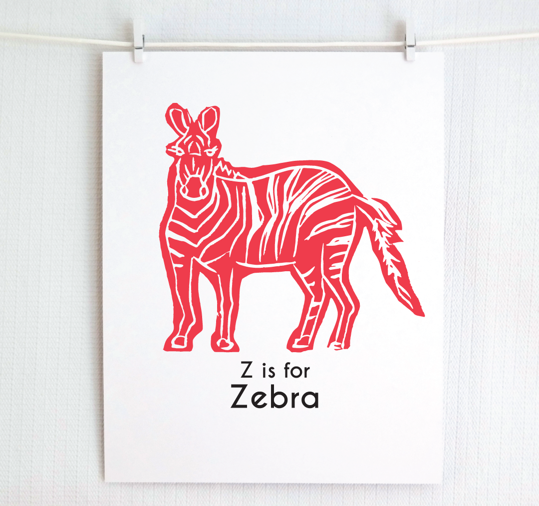 Z is for Zebra: Captivating Creatures Alphabet Letter Print