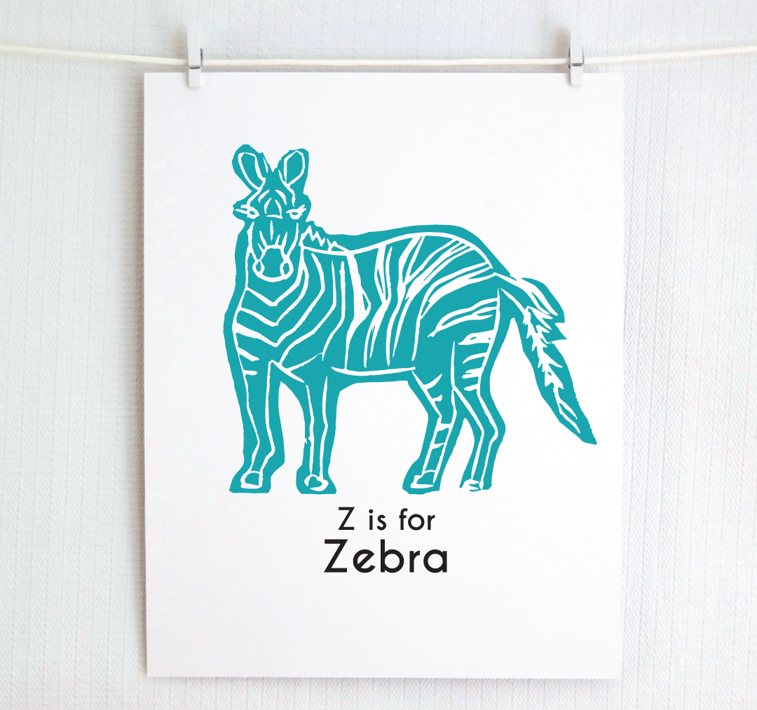 Z is for Zebra: Captivating Creatures Alphabet Letter Print
