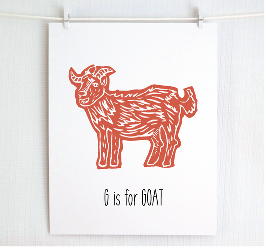 G is for Goat Illustrated Print