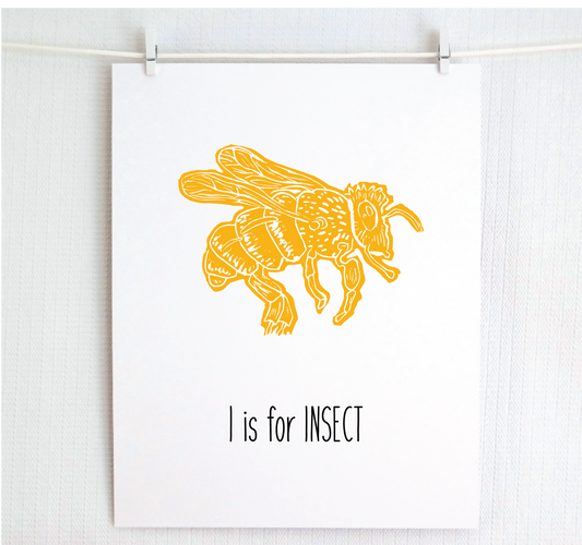 I is for Insect (Bee) Illustrated Print