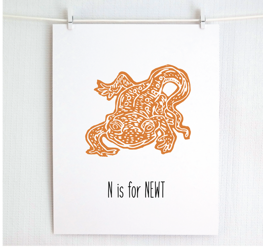 N is for Newt Illustrated Print