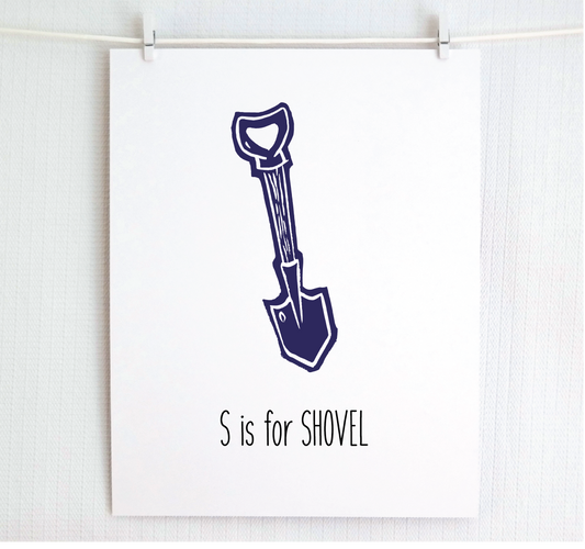 S is for Shovel Illustrated Print