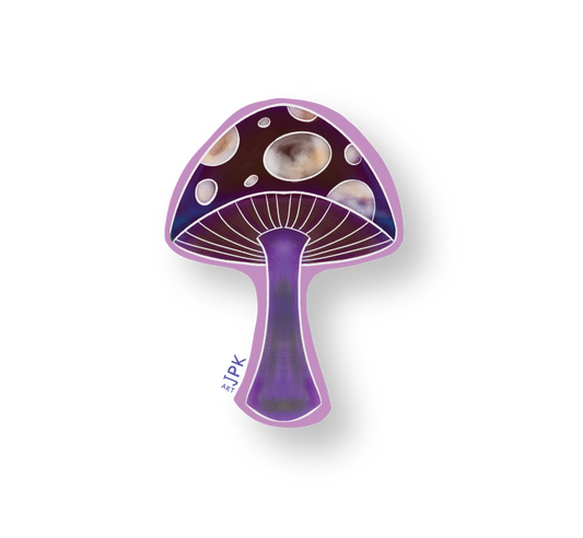 Happy Mushroom vinyl sticker (large purple)