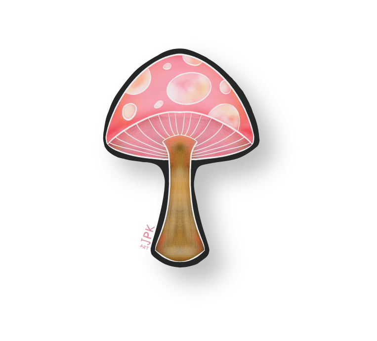 Happy Mushroom vinyl sticker (pink)