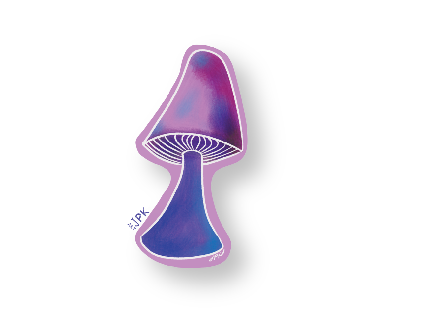 Happy Mushroom vinyl sticker (purple)
