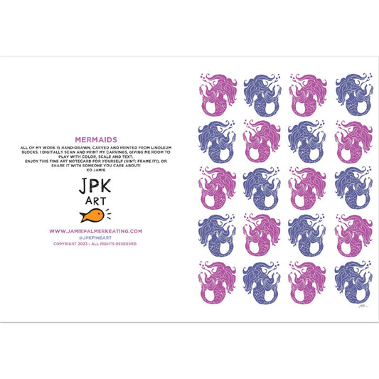 Mermaids, pink and purple: Pack of 10 Folded Cards (standard envelopes) (US & CA)