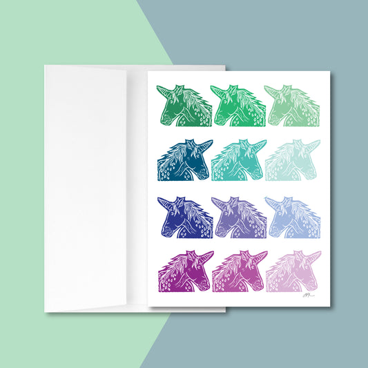 Rainbow Unicorns: Pack of 10 Folded Cards (standard envelopes) (US & CA)
